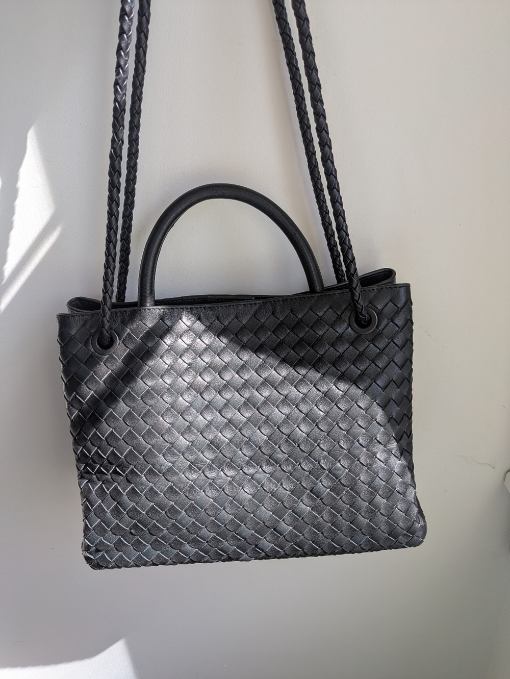 Quince Italian Leather Handwoven Satchel - Picture 5 of 7